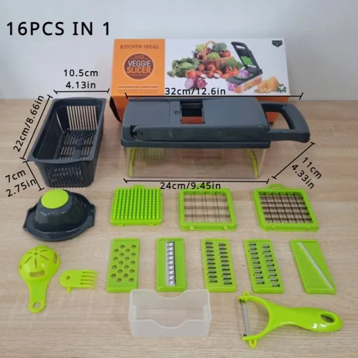 16-in-1 Vegetable Cutter – Multifunctional Food Chopper & Slicer for Kitchen