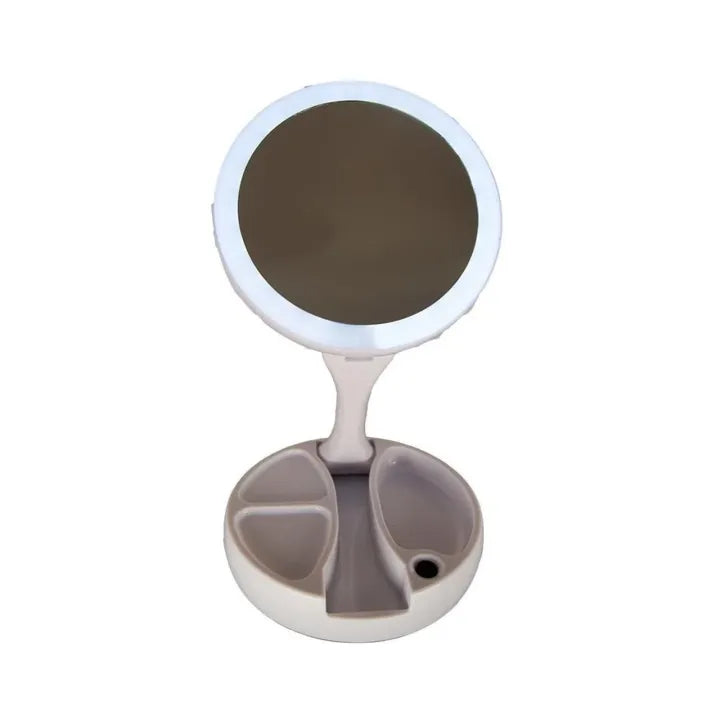 Folding LED Beauty Mirror – Portable Rechargeable Makeup Mirror with LED Light