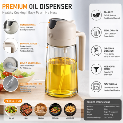 Refillable Oil Spray Bottle – Kitchen Oil Mister for Cooking, Baking & Air Frying