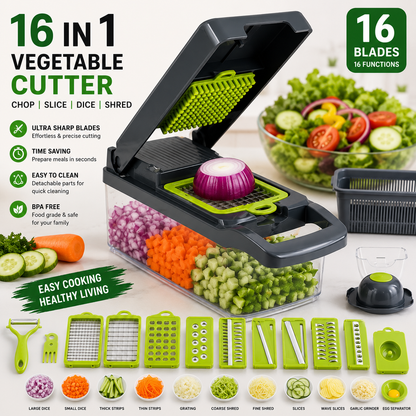 16-in-1 Vegetable Cutter – Multifunctional Food Chopper & Slicer for Kitchen