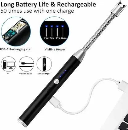 Rechargeable Electric Lighter – USB Rechargeable Windproof Plasma Arc Lighter