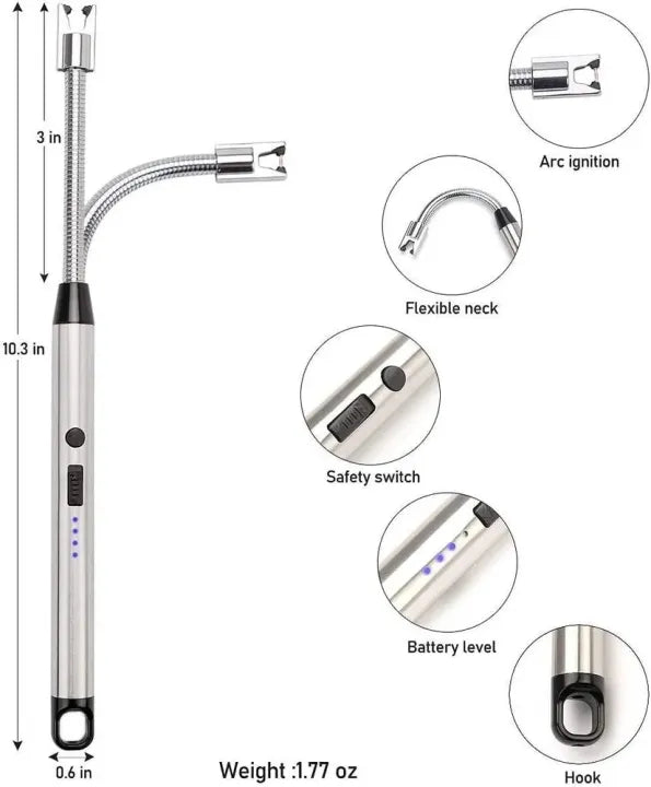 Rechargeable Electric Lighter – USB Rechargeable Windproof Plasma Arc Lighter