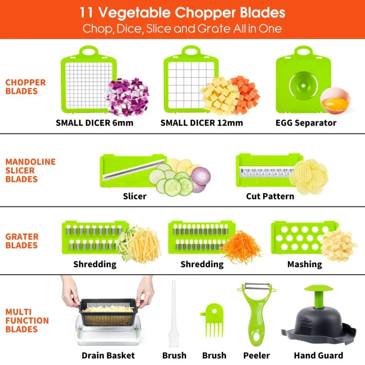 16-in-1 Vegetable Cutter – Multifunctional Food Chopper & Slicer for Kitchen