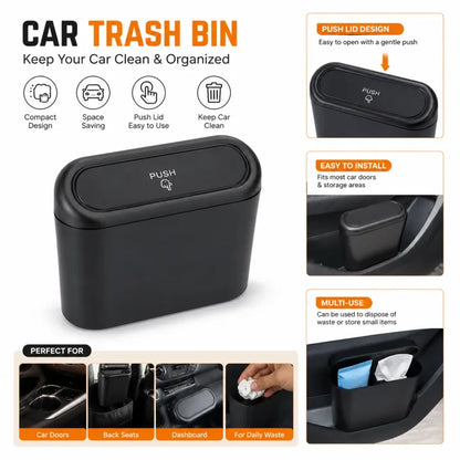 Portable Car Trash Bin – Mini Car Garbage Can with Leak-Proof Lid for Vehicle